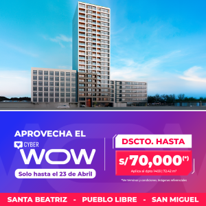 Promoción válida del 20/04/2026 al 23/04/2026 para todas las separaciones realizadas en nuestras salas de venta o a través de medios digitales autorizados. Aplica exclusivamente para clientes que suscriban la minuta de compraventa hasta el 08/05/2026. Participan los proyectos Pietra D’Avanti (San Miguel) con descuentos de hasta S/ 83,000, Pietra Liberta (Pueblo Libre) con descuentos de hasta S/50,000 y Pietra Centrale (Santa Beatriz) con descuentos de hasta S/ 70,000. Los descuentos y promociones pueden sufrir cambios sin previo aviso y no son acumulables con otras promociones.